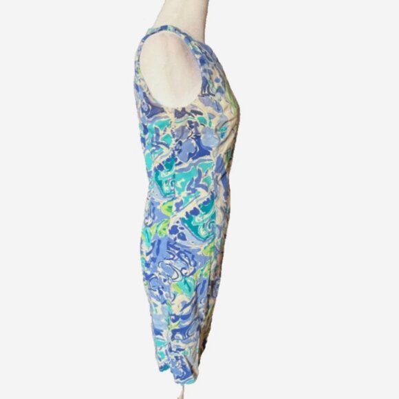 Chaps Ralph Lauren Blue Ivory Green Floral Fit & Flare Dress Women’s Size 4 - Picture 4 of 8